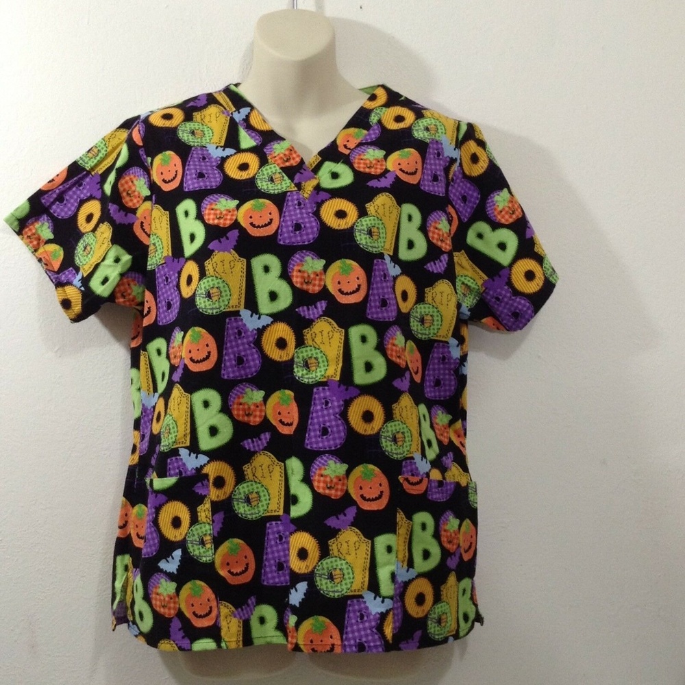 Halloween BOO Comfy Classics Cotton Medium M Scrub